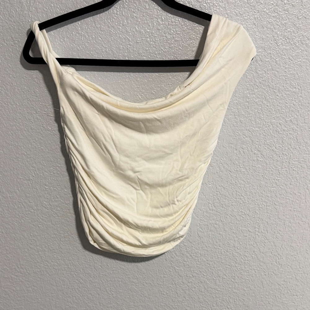 Forever 21 Cream Ruched Blouse